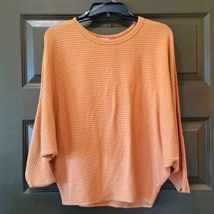 Size Small Winged Sleeve Light Orange Ribbed Blouse Made by Andree